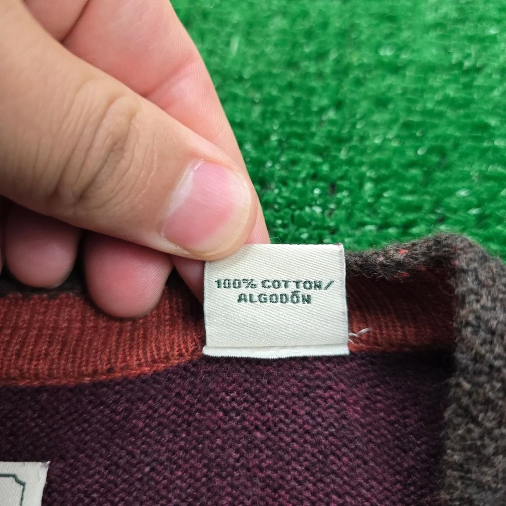 Southern Pines Cardigan Sweater Mens Large Burgundy Button Up Preppy Casual‎